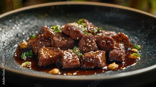 A close-up of a plate of food on a table, perfect for editorial or advertising use