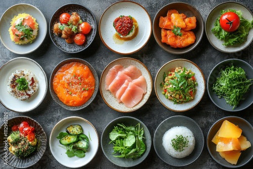 Wallpaper Mural Many different types of food in bowls on a table Torontodigital.ca