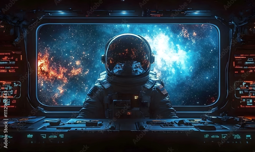 modern space station table with an astronaut helmet in the center modern space station table with an astronaut helmet in the center