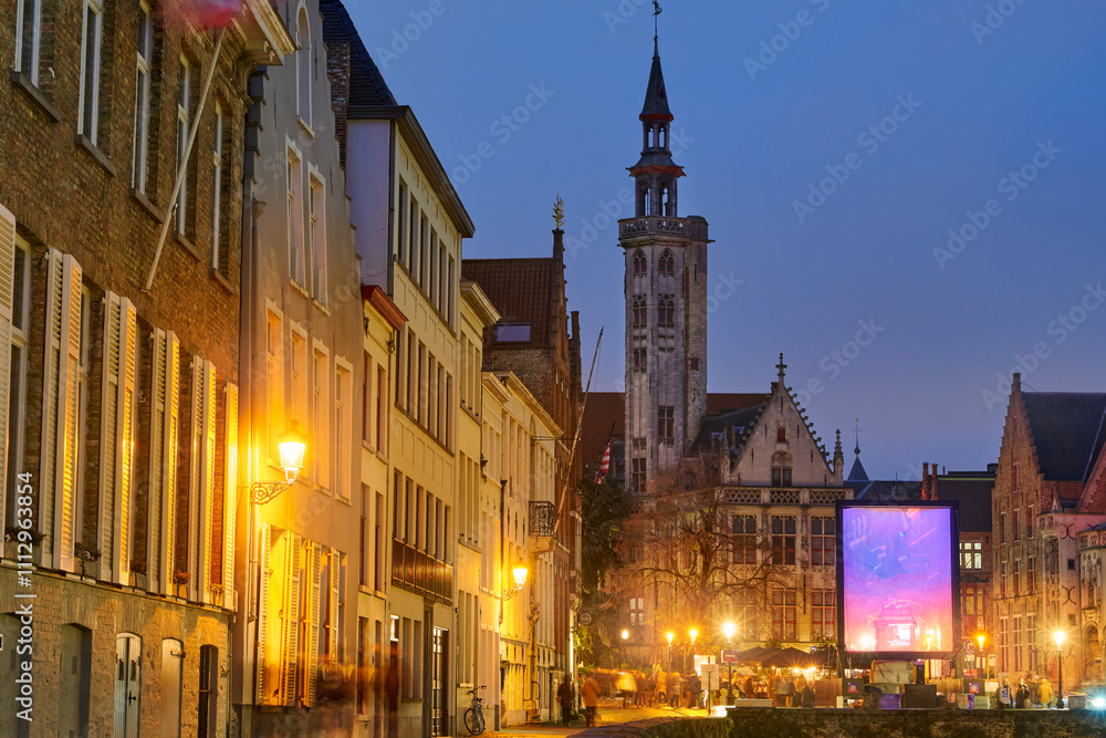 Naklejka premium Christmas market in Bruges, Belgium