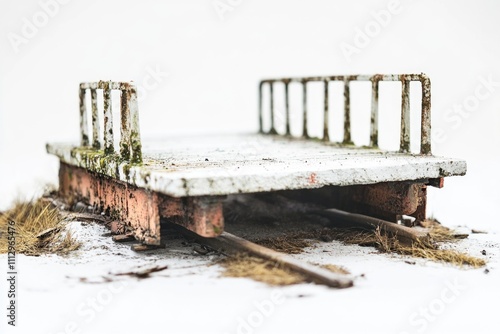 A small toy train sits atop a snow-covered surface, ready to start its journey photo