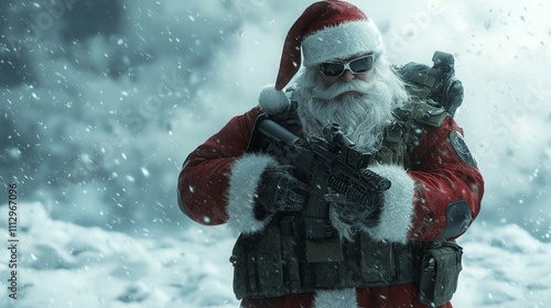 Tactical Santa: Holiday Vigilante in Snowy Terrain photo