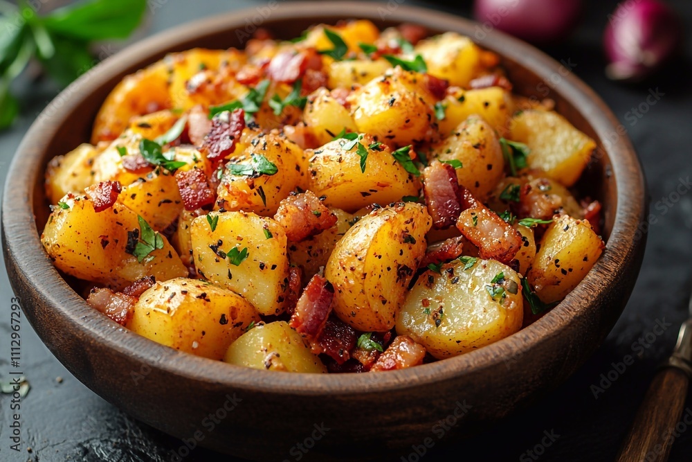 Traditional potato salad with onion and bacon
Traditional potato salad with onion and bacon