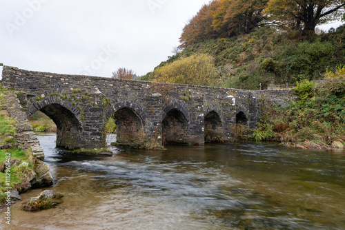 The autumn colours at Landacre bridge in Exmoor national Park photo