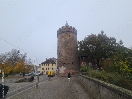 Städtische Landschaft mit altem, historischen Turm - in Brandenburg an der Havel photo