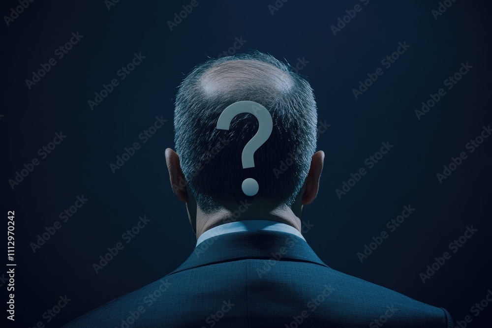 A person with a thought-provoking expression, featuring a question mark on their forehead A person with a thought-provoking expression, featuring a question mark on their forehead