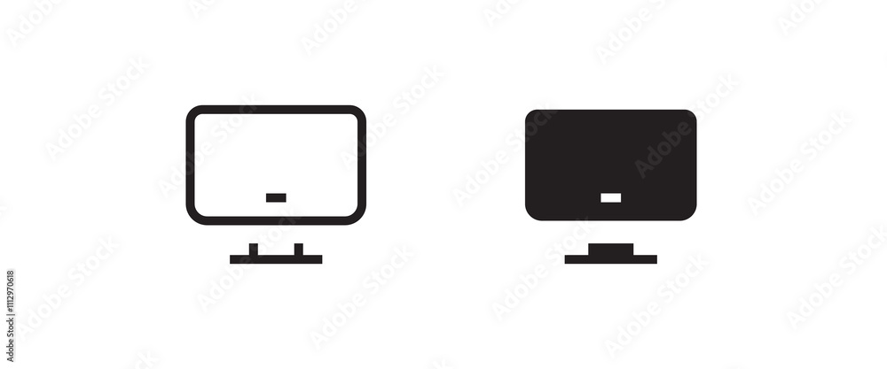Tv icon. television, Computer Screen Monitor Display line and flat icons set, editable stroke isolated on white, linear vector outline illustration, symbol logo design style Tv icon. television, Computer Screen Monitor Display line and flat icons set, editable stroke isolated on white, linear vector outline illustration, symbol logo design style
