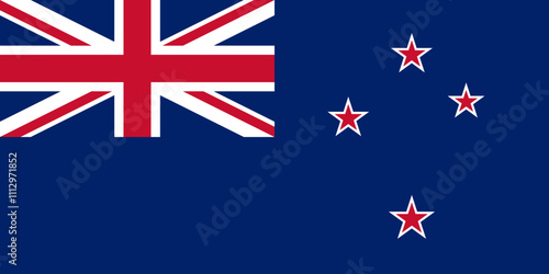New Zealand flag in official colors, dimensions and aspect ratio. Vector flag symbolizing national pride, identity, heritage, patriotism and authority