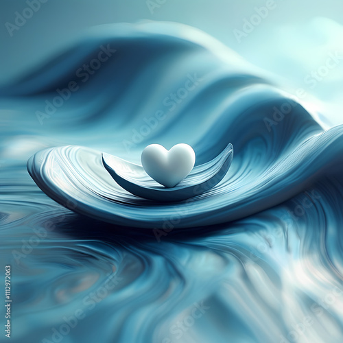 Abstract image of a calm mind, floating amidst soothing blue waves, symbolizing emotional balance