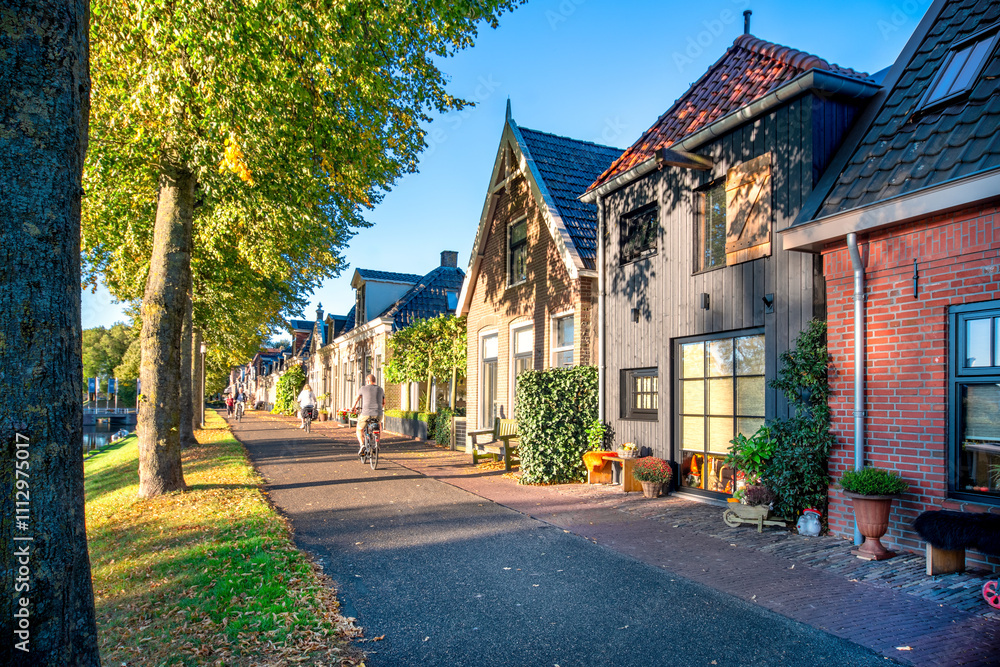 Fototapeta premium Cityscape of the picturesque old town of Dokkum in Friesland, Netherlands