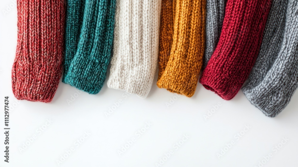 Winter leg warmers sale banner template showcasing warm leg warmers on a minimalist white background Winter leg warmers sale banner template showcasing warm leg warmers on a minimalist white background
