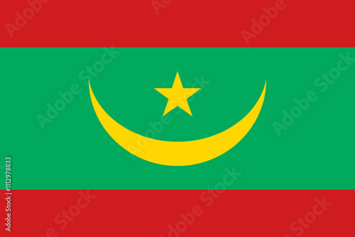 Mauritania flag in official colors, dimensions and aspect ratio. Vector flag symbolizing national pride, identity, heritage, patriotism and authority