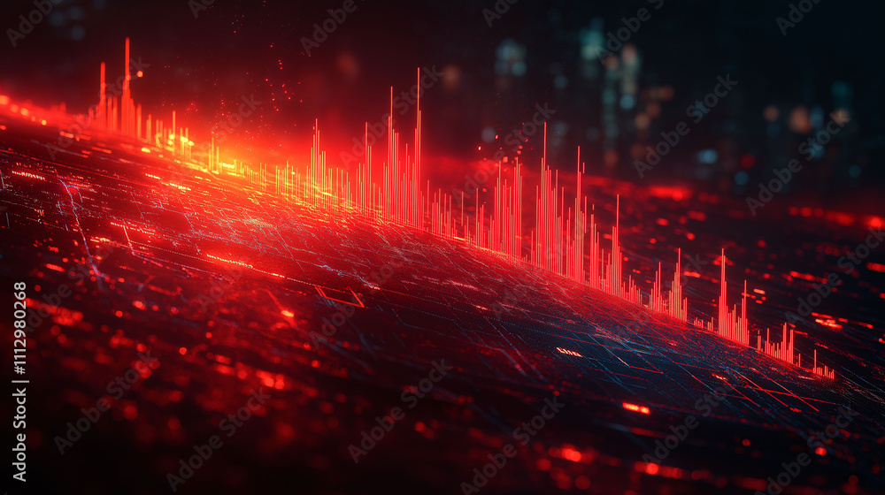 Fototapeta premium Red Digital Data Stream Abstract Technology Background
