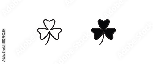 shamrock icon. Trefoil. The white clover leaf is the symbol of Ireland. Colored vector illustration. Isolated background. Three sheets. Saint Patrick Day. Green plant