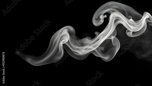 White smoke wavy tail isolated with white highlights, png