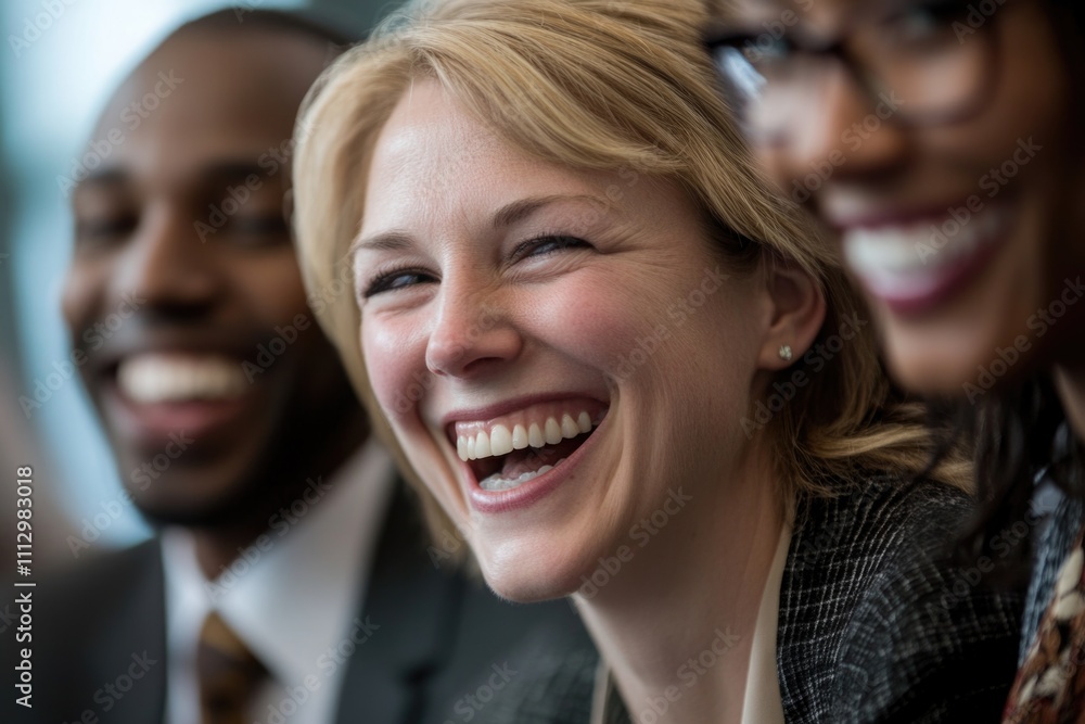 A woman enjoying time with her friends, smiling and laughing together A woman enjoying time with her friends, smiling and laughing together