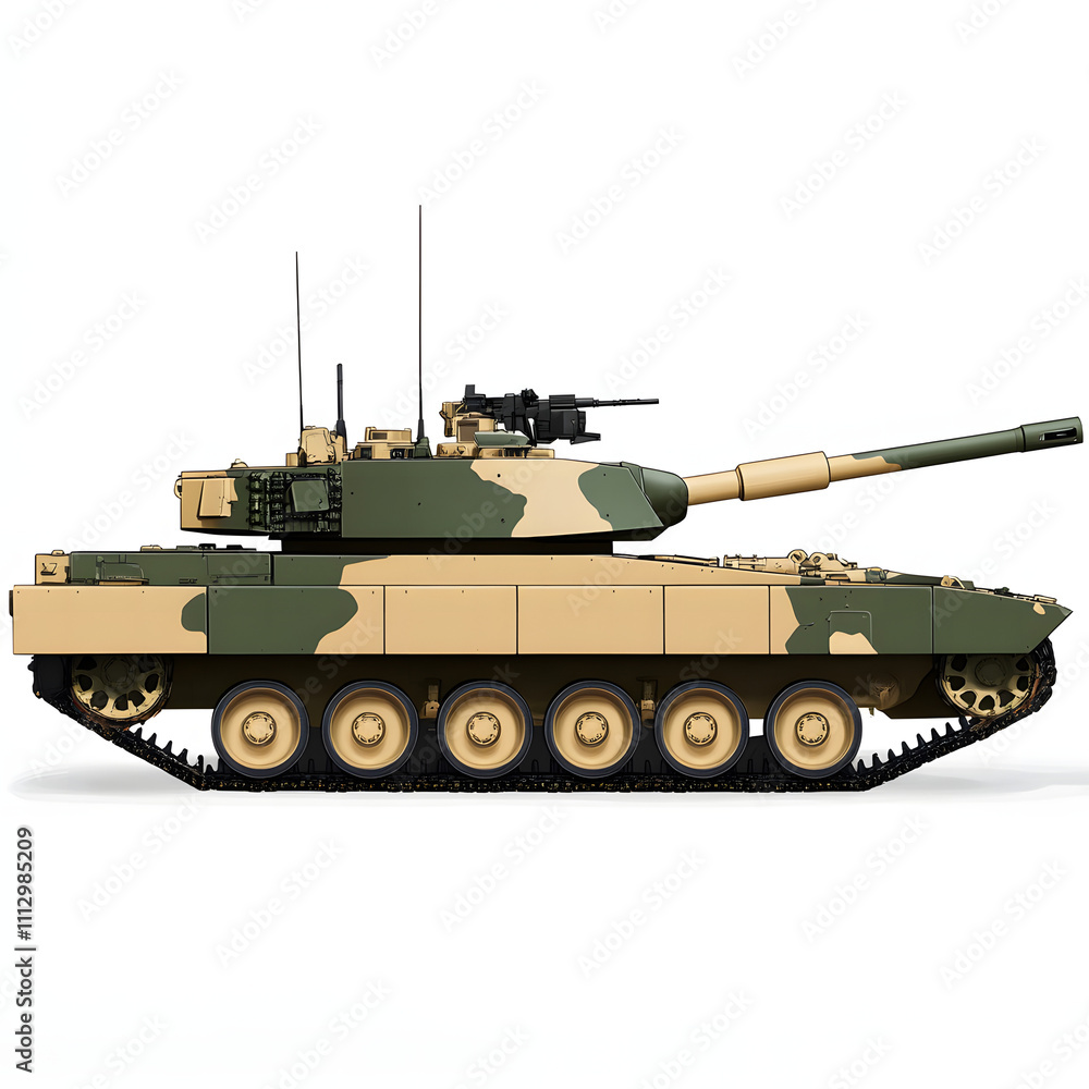 M1 Abrams Tank Side Profile on white background M1 Abrams Tank Side Profile on white background