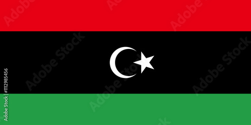 Libya flag in official colors, dimensions and aspect ratio. Vector flag symbolizing national pride, identity, heritage, patriotism and authority