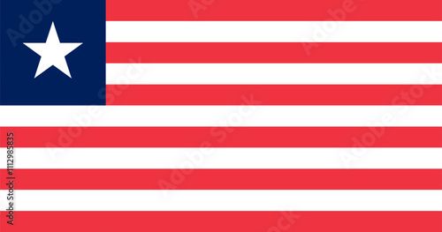 Liberia flag in official colors, dimensions and aspect ratio. Vector flag symbolizing national pride, identity, heritage, patriotism and authority