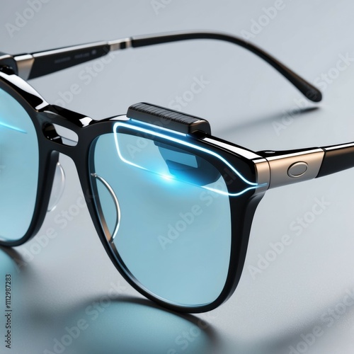 uturistic AI-powered glasses with electronic lenses offering adjustable focal length, sleek design, and advanced augmented reality features photo