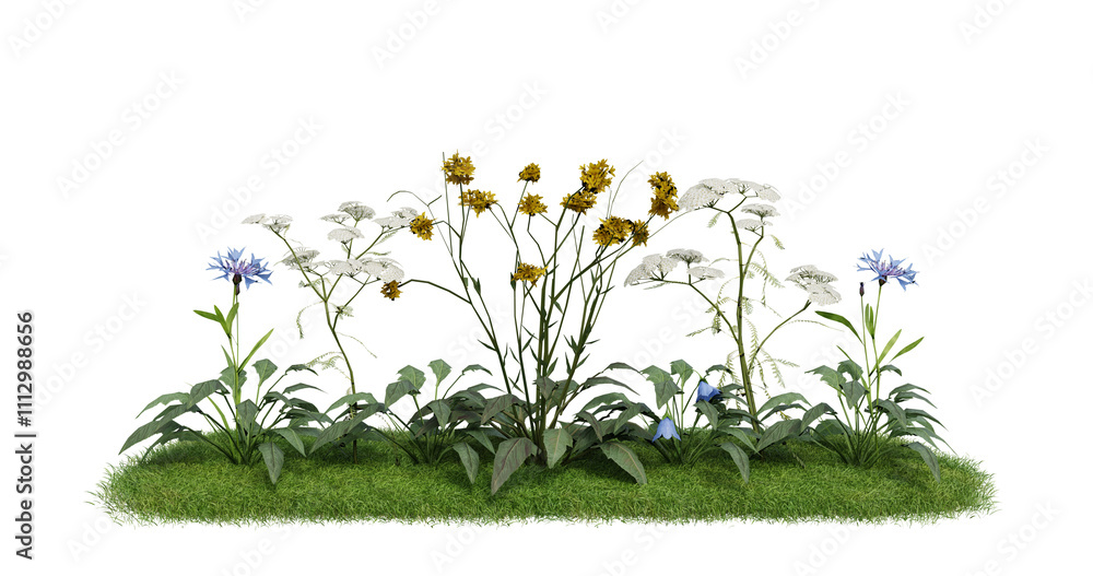 Fototapeta premium A bunch of flowers that are in the grass
