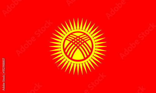 Kyrgyzstan flag in official colors, dimensions and aspect ratio. Vector flag symbolizing national pride, identity, heritage, patriotism and authority