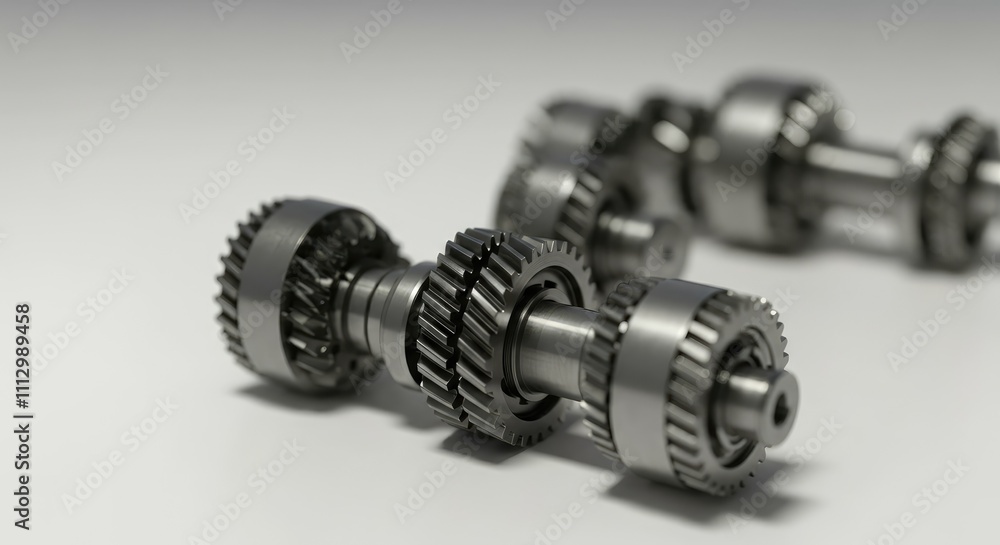 Close-up of metal gears and cogs, showing industrial machinery parts Close-up of metal gears and cogs, showing industrial machinery parts