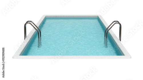 Rectangular Above-Ground Swimming Pool with Ladders Isolated on Transparent Background