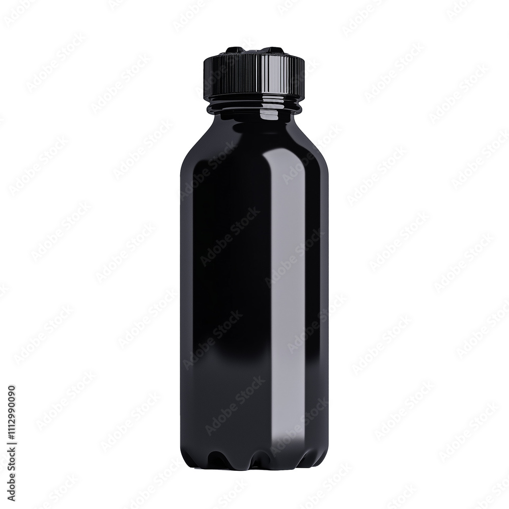 Black Plastic Bottle with Screw Cap Isolated on Transparent Background Black Plastic Bottle with Screw Cap Isolated on Transparent Background