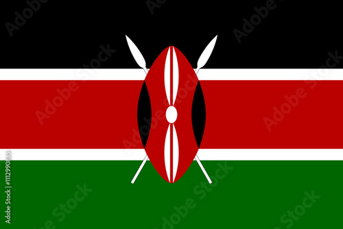 Kenya flag in official colors, dimensions and aspect ratio. Vector flag symbolizing national pride, identity, heritage, patriotism and authority