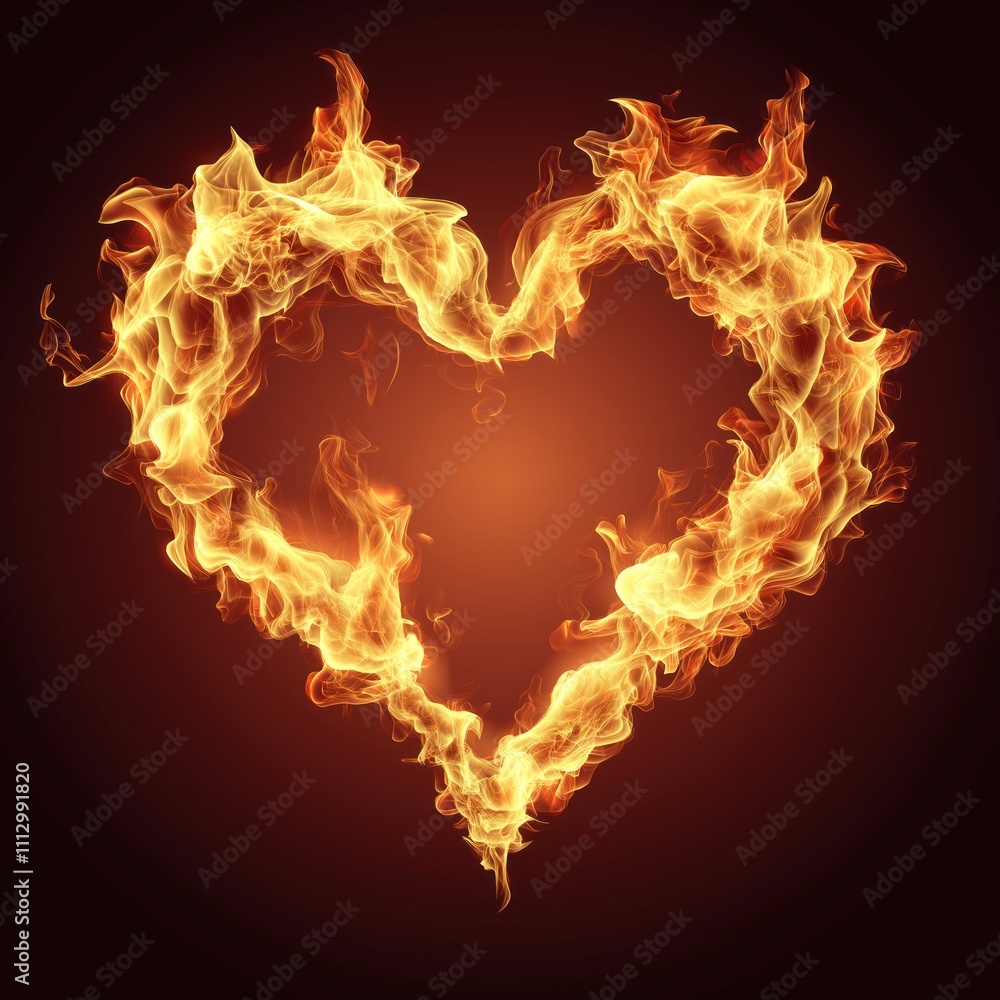 Fototapeta premium Fiery heart shape. Abstract image. Burning heart symbol. Passionate love concept. Intense emotion. Strong feeling. Graphic design element. Creative art. Symbolic image. Creative imagery. Design