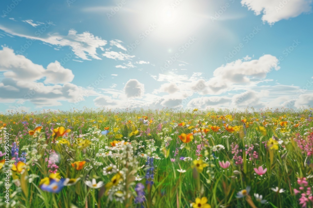 Illustration of a flower meadow in spring Illustration of a flower meadow in spring