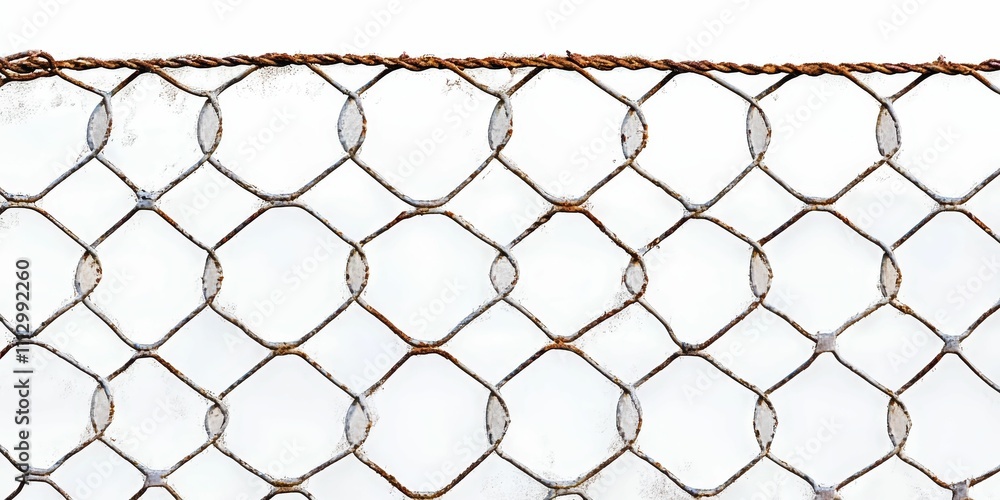 Rusty metal mesh fence, white background. Rusty metal mesh fence, white background.