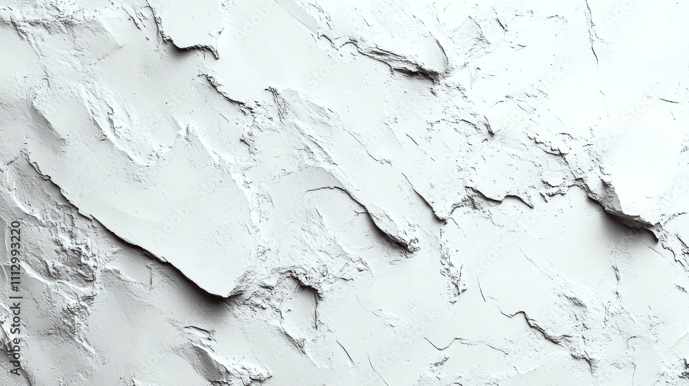 Cracked, textured white surface with rough edges and depth. Concept of abstract, rugged texture. Cracked, textured white surface with rough edges and depth. Concept of abstract, rugged texture.
