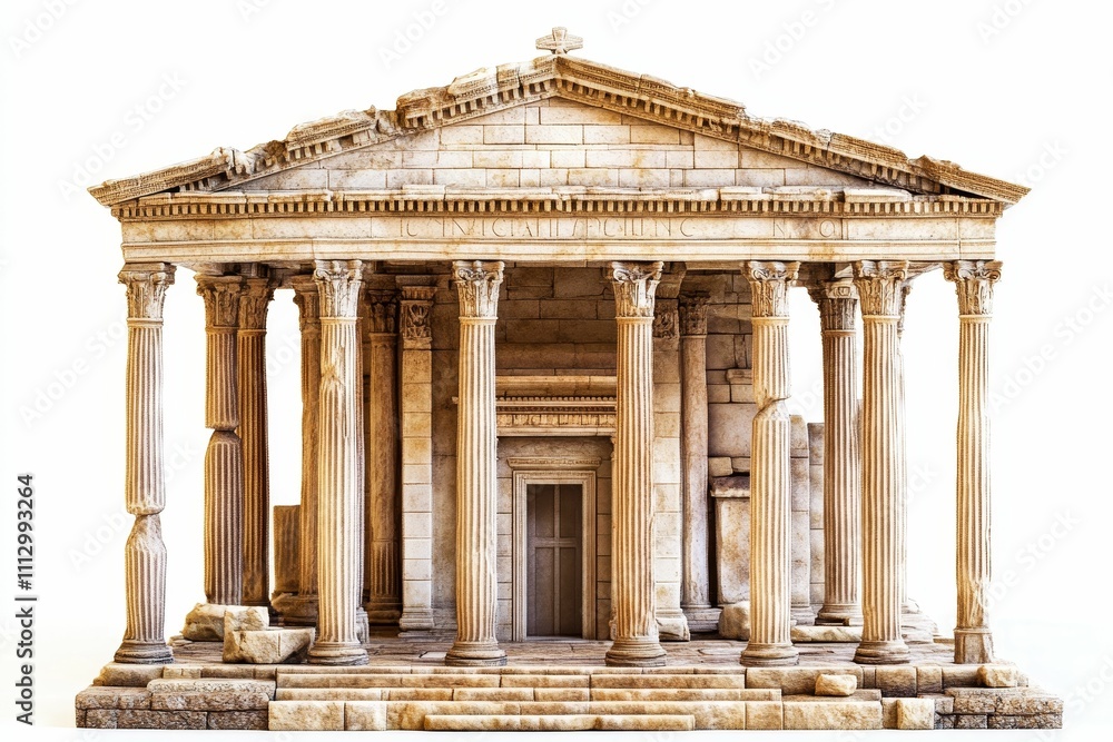 Obraz premium Ruined classical temple, columns, stone, steps.