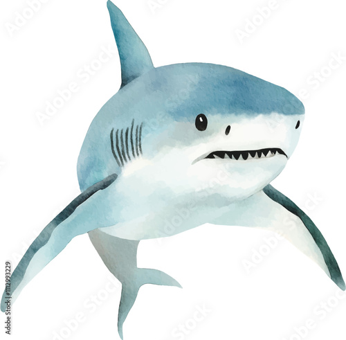 Watercolor painting of a Shark, watercolor illustration, perfect for children's design