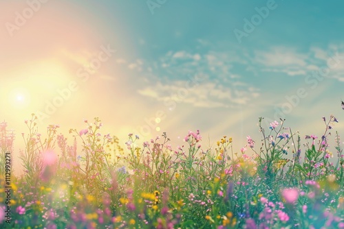 Fototapeta Naklejka Na Ścianę i Meble -  Illustration of a flower meadow in spring