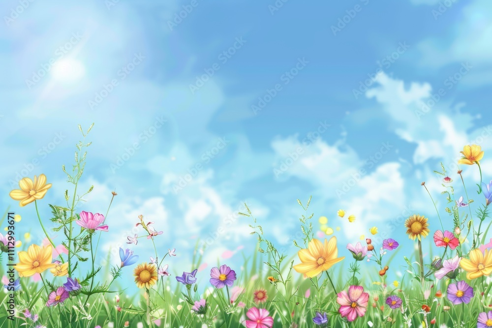 Illustration of a flower meadow in spring Illustration of a flower meadow in spring