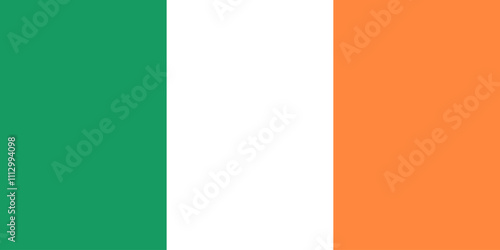 Ireland flag in official colors, dimensions and aspect ratio. Vector flag symbolizing national pride, identity, heritage, patriotism and authority