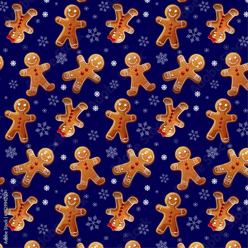 Vector Gingerbread man Seamless Pattern