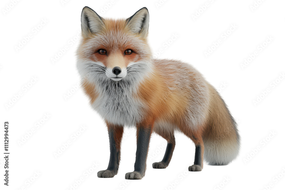 Obraz premium Perfectly drawn fox in a standing pose on an isolated background