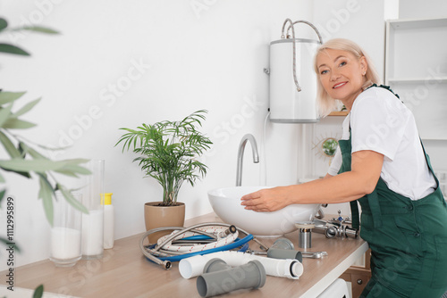 Mature female plumber insta...