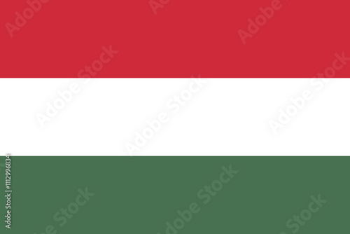 Hungary flag in official colors, dimensions and aspect ratio. Vector flag symbolizing national pride, identity, heritage, patriotism and authority