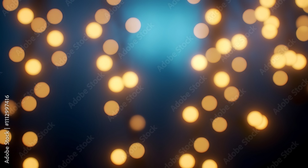 Warm golden bokeh lights against a soft blue background Warm golden bokeh lights against a soft blue background