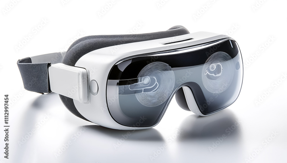 a White Augmented Reality Glasses on white a White Augmented Reality Glasses on white