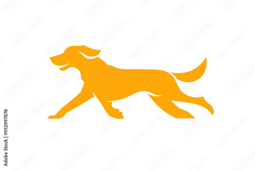 Fototapeta premium Orange dog silhouette on a white background