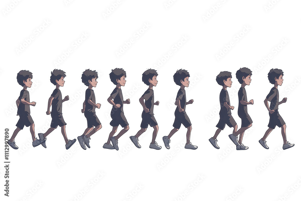 Active children running on a white background