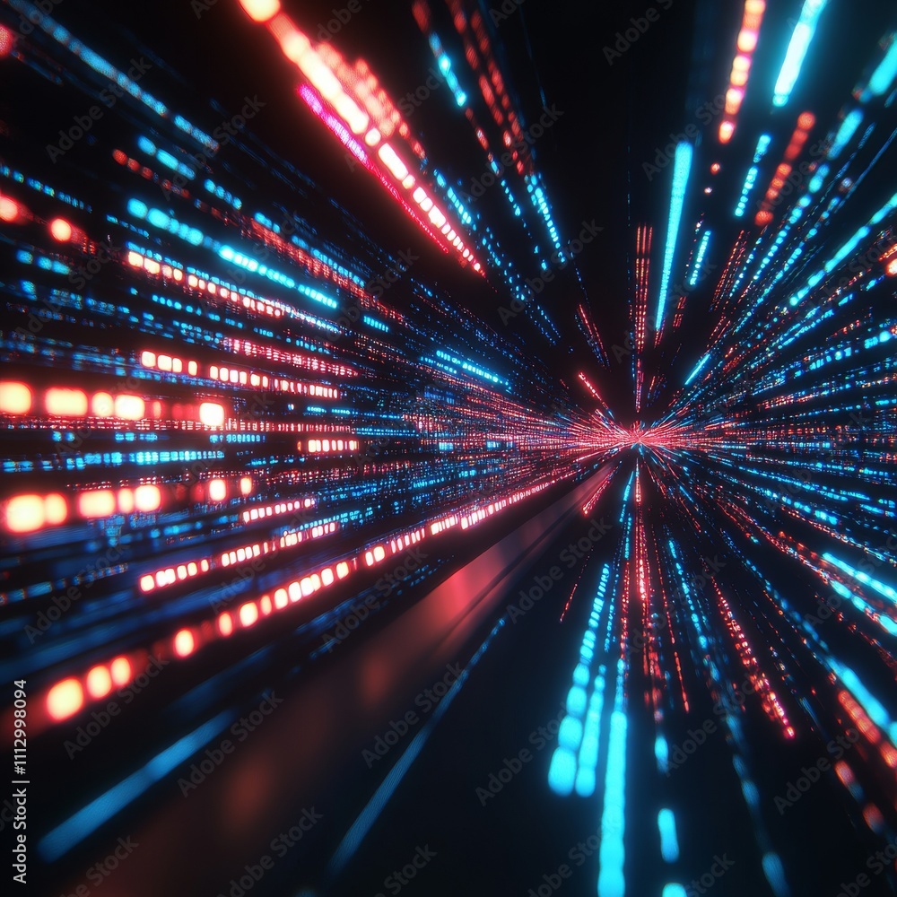 A dynamic abstract representation of data flow in blue and red lights, creating an energetic and futuristic vibe. A dynamic abstract representation of data flow in blue and red lights, creating an energetic and futuristic vibe.
