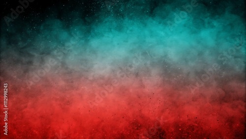 Bold Abstract Grainy Gradient Design with Fiery Red Fading into Teal on Black Background