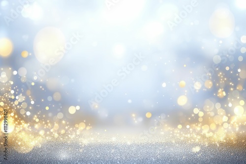 White and silver glitter confetti background for an elegant party invitation